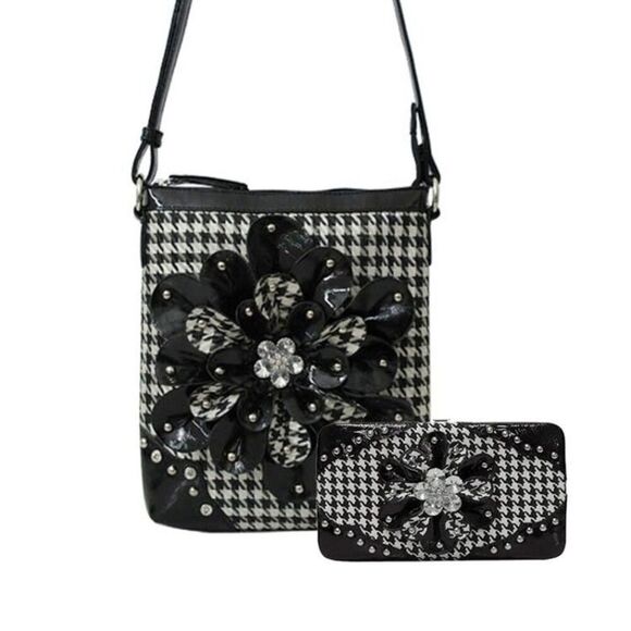 Handbags - Women's Plaid Black Western Cowgirl Crossbody Purse With Wallet